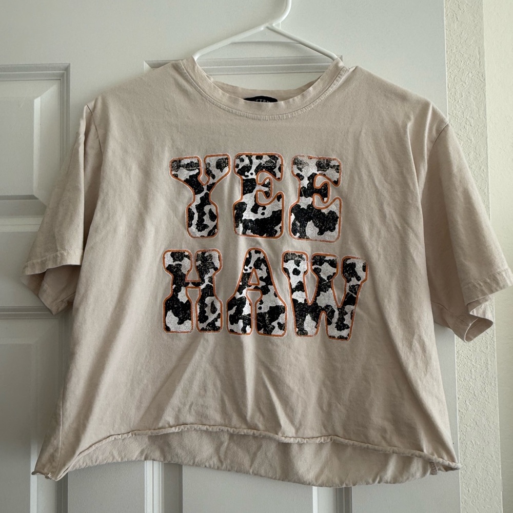 Beige 'Yee Haw' Graphic T-Shirt